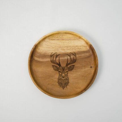 Figürlü Ahşap Tabak – Akasya – Büyük Boy