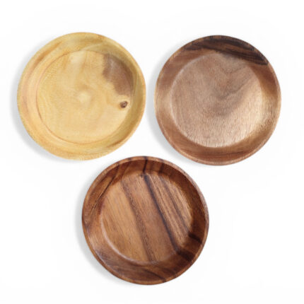 Ağaç Tabak Seti - 3'lü - Akasya - Orta Boy
