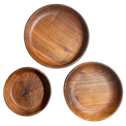 Ağaç Kase Seti – 3'lü - Ceviz - (Dev, Ekstra Büyük, Büyük)